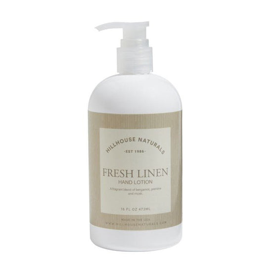 Fresh Linen Hand Lotion 16oz. by Hillhouse Naturals/Field+Fleur at Confetti Gift and Party