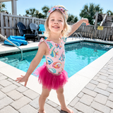 Pink Fish/Stripe Reversable Swimsuit & Tutu Set