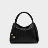 Nova Woven Texture Top Handle Bag - Black
