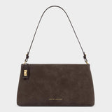 Orin Twist Lock Small Shoulder Bag - Bitter Chocolate Suedette / Chocolate Distressed