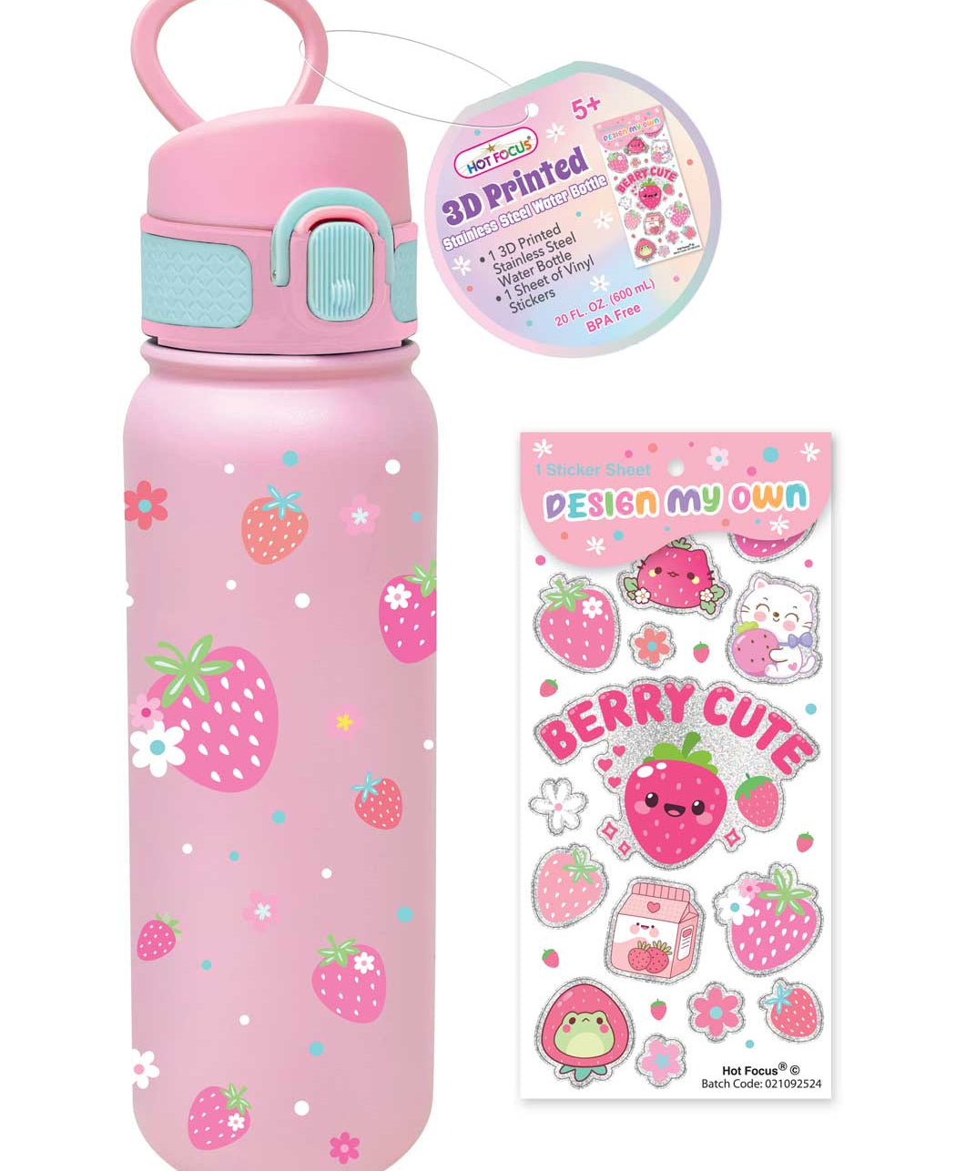 3D Printing Stainless Steel Water Bottle, Strawberry by Hot Focus, Inc. at Confetti Gift and Party Tuscaloosa Alabama