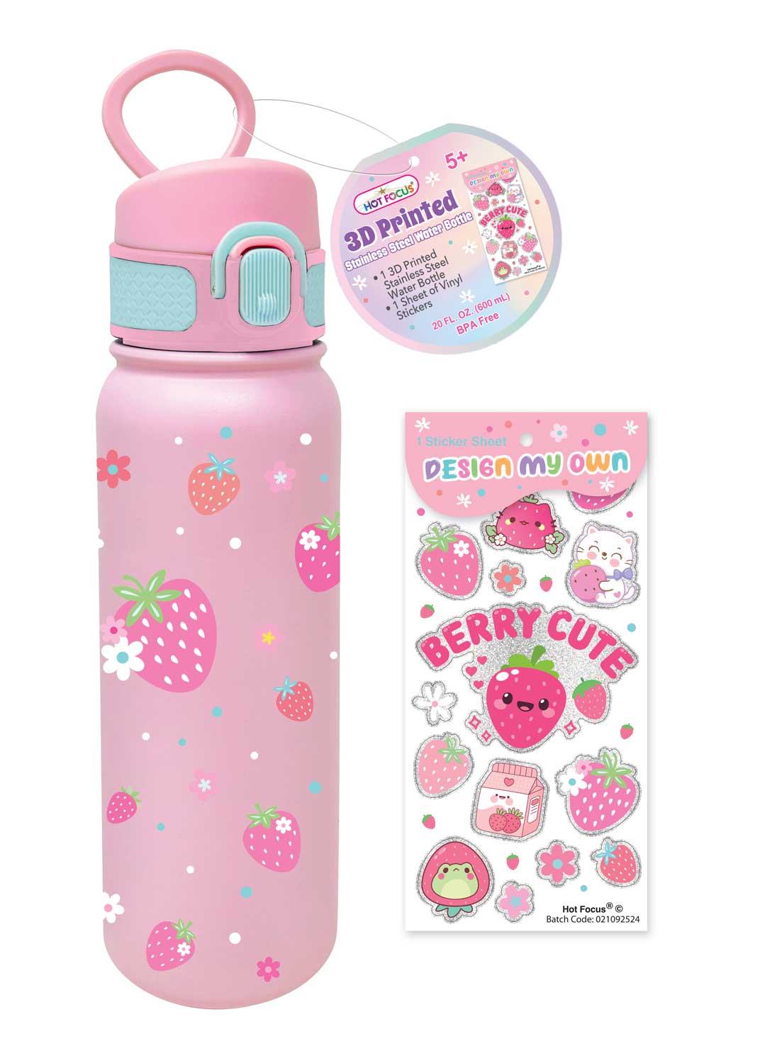 3D Printing Stainless Steel Water Bottle, Strawberry by Hot Focus, Inc. at Confetti Gift and Party Tuscaloosa Alabama