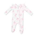 Angel Dear Pretty Bows Ruffle Sleeve Zipper Footie