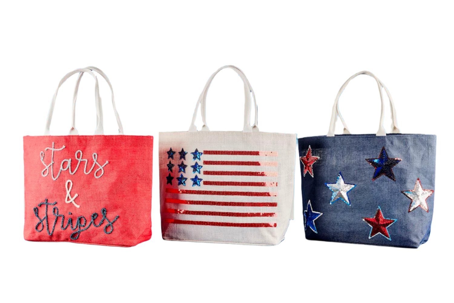 4th Of July Sparkle Tote by Mud Pie at Confetti Gift and Party Tuscaloosa Alabama