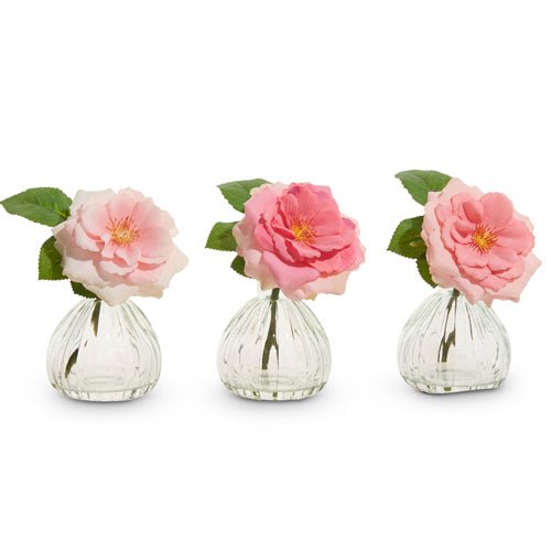 6.5" Pink Rose Stem in Glass Vase by Raz Imports at Confetti Gift and Party Tuscaloosa Alabama