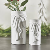 Small White Ceramic Bow Vase