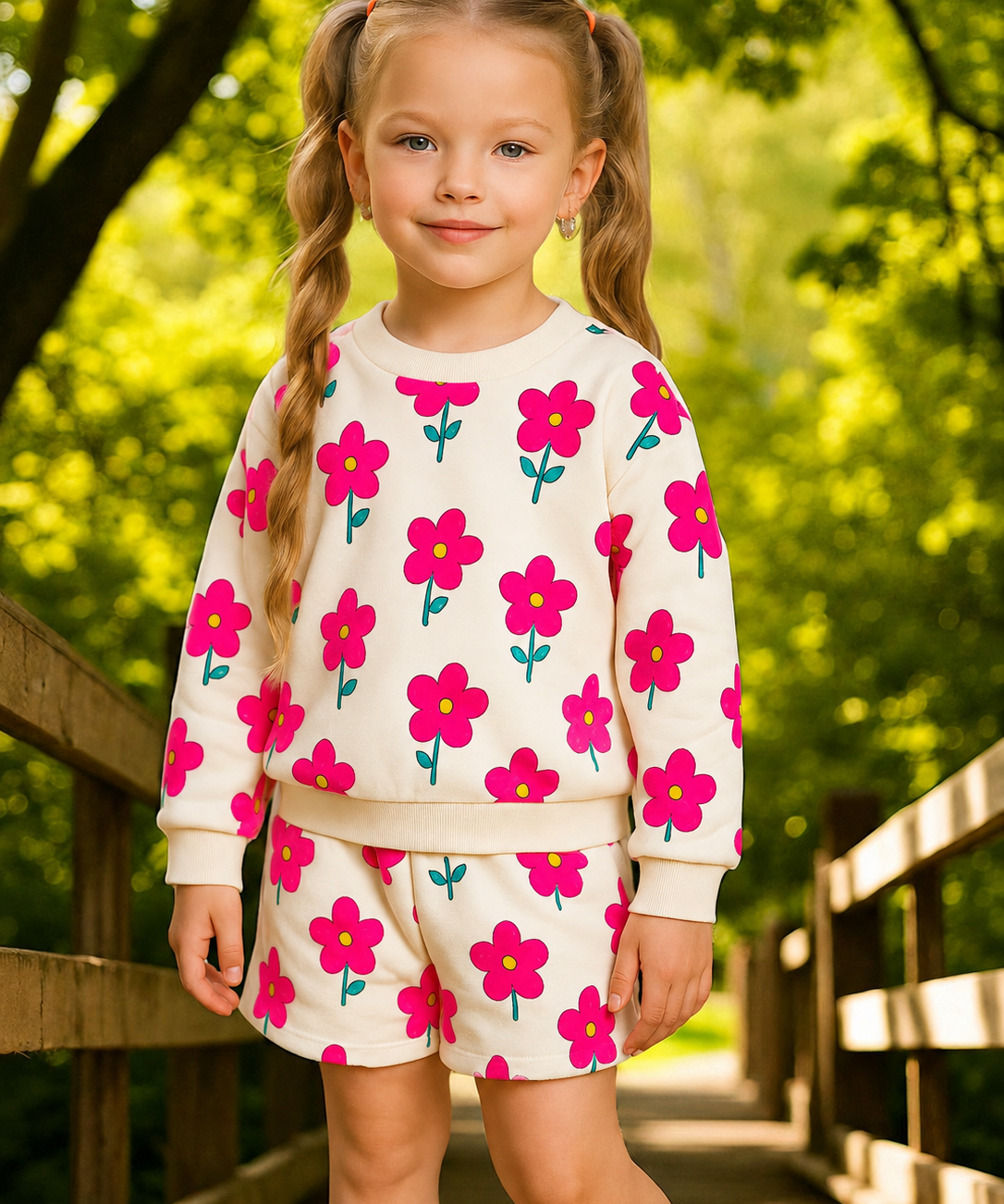 Flower Power Sweatshirt & Shorts Set