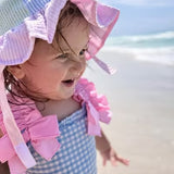 Blue Crinkle Check Swimsuit