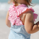 Blue Crinkle Check Swimsuit