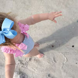 Blue Crinkle Check Swimsuit