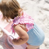 Blue Crinkle Check Swimsuit