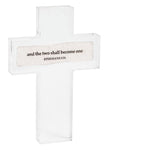 Set of three cross-shaped signs with inspirational quotes on a white background