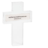 Set of three cross-shaped signs with inspirational quotes on a white background