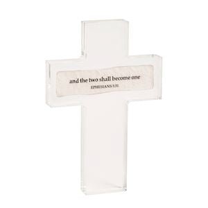 “And the Two” Sentiment Acrylic Cross by Mud Pie at Confetti Gift and Party Tuscaloosa Alabama