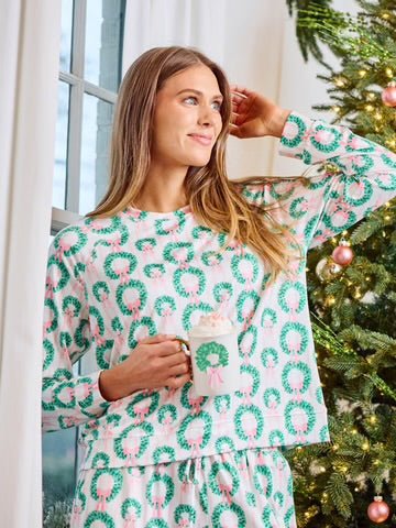 Annie Pajama Pant Set (Long Sleeve) - Rosy Wreaths by Mary Square at Confetti Gift and Party Tuscaloosa Alabama