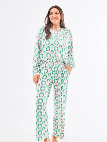 Annie Pajama Pant Set (Long Sleeve) - Rosy Wreaths by Mary Square at Confetti Gift and Party Tuscaloosa Alabama