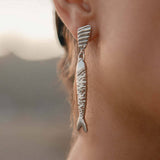 Artistic Long Fish Earrings Titanium Gold Plated by ACCITY at Confetti Gift and Party Tuscaloosa Alabama