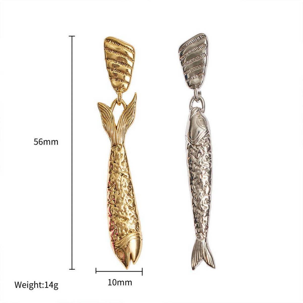 Artistic Long Fish Earrings Titanium Gold Plated by ACCITY at Confetti Gift and Party Tuscaloosa Alabama