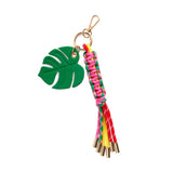 Palm Leaf Bag Charm Key Ring – Multi Color Tassel