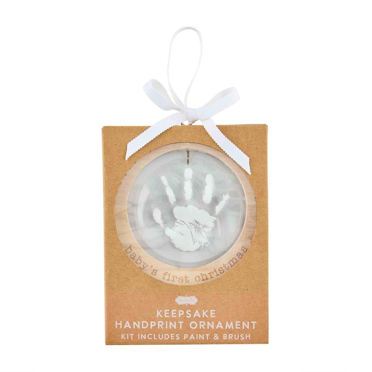 Baby’s First Christmas handprint ornament kit with wood and acrylic frame, paint and brush included