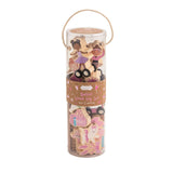 ballet-themed wooden toy set for kids in clear carry tube