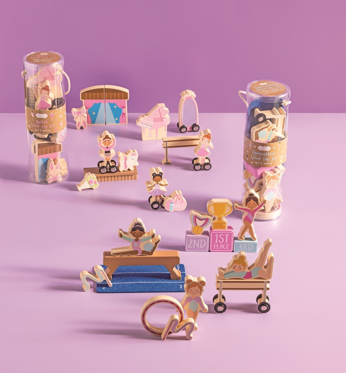 Ballet Wood Toy Set – 13 - Piece Play Set in Carry Tube by Mud Pie at Confetti Gift and Party Tuscaloosa Alabama