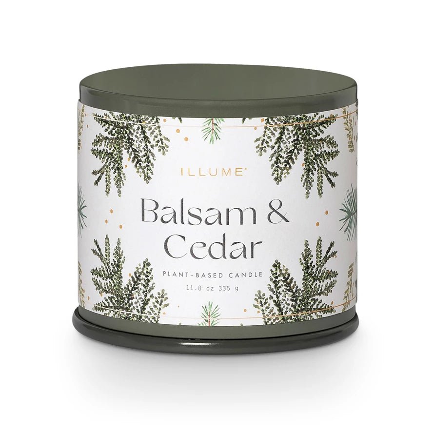 Balsam & Cedar Vanity Tin Candle by Illume at Confetti Gift and Party Tuscaloosa Alabama