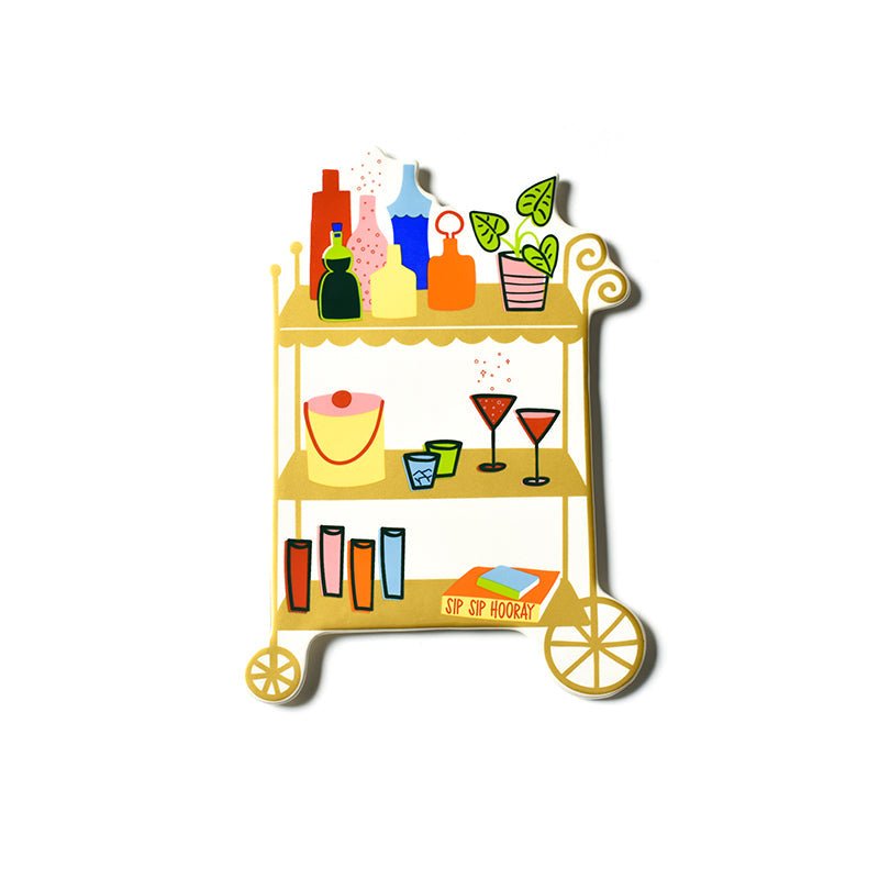 Ceramic bar cart big attachment with colorful glasses and "Sip Sip Hooray" sign