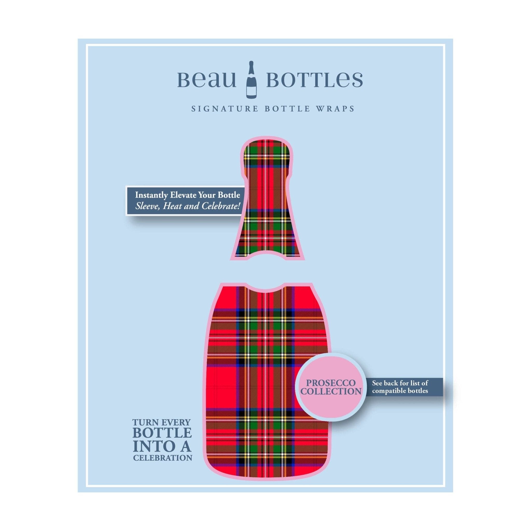 Beau Bottles - Beau Bottles Red and Green Christmas Tartan - Prosecco Collection by Beau Bottles at Confetti Gift and Party Tuscaloosa Alabama