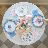 Belle Blue Elegant Floral Dinner Napkins with Gold Foil by Bonjour Fête at Confetti Gift and Party Tuscaloosa Alabama