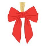 Red bow ornament with gold hanger by Mary Square, perfect for Christmas tree decoration.