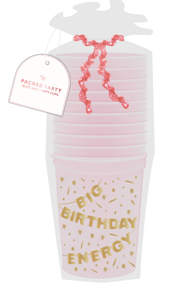 Big Birthday Energy Reusable Cups Set by Packed Party at Confetti Gift and Party Tuscaloosa Alabama
