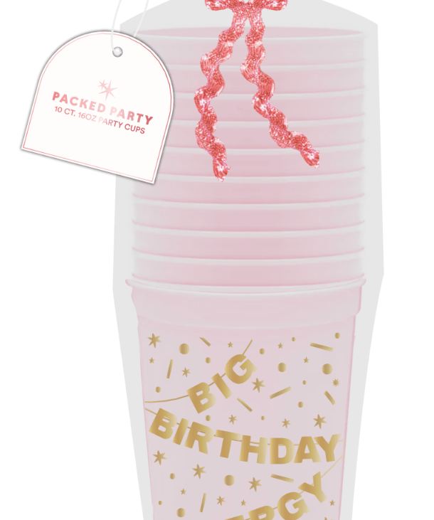 Big Birthday Energy Reusable Cups Set by Packed Party at Confetti Gift and Party Tuscaloosa Alabama