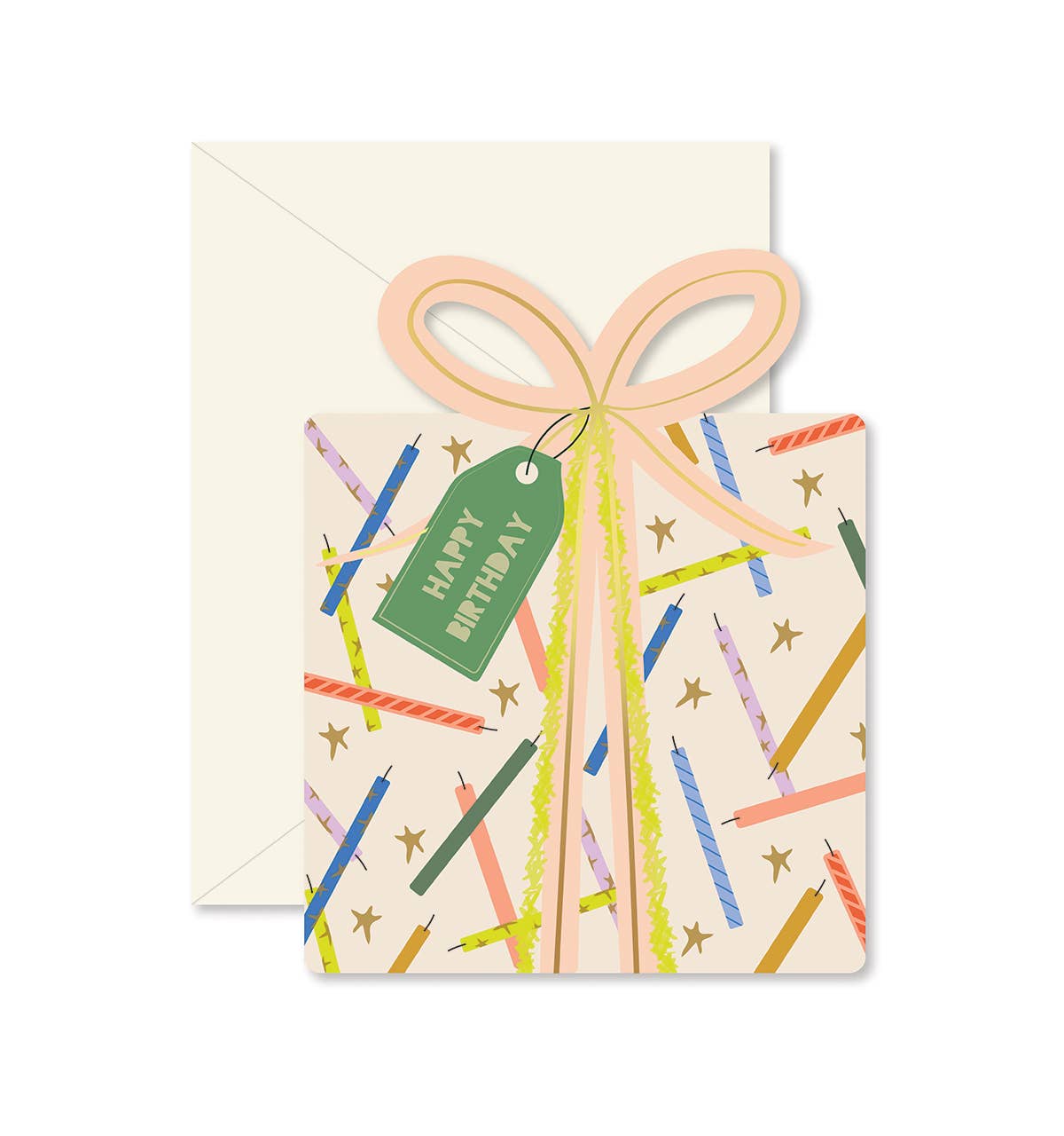 Birthday Gift Star Candles die - cut folded Greeting Card by Ginger P. Designs at Confetti Gift and Party Tuscaloosa Alabama