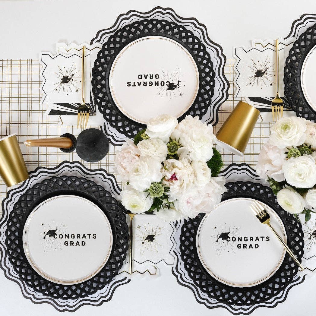 Black and White Fancy Paper Placemats by Gatherings by Curated Paperie at Confetti Gift and Party Tuscaloosa Alabama