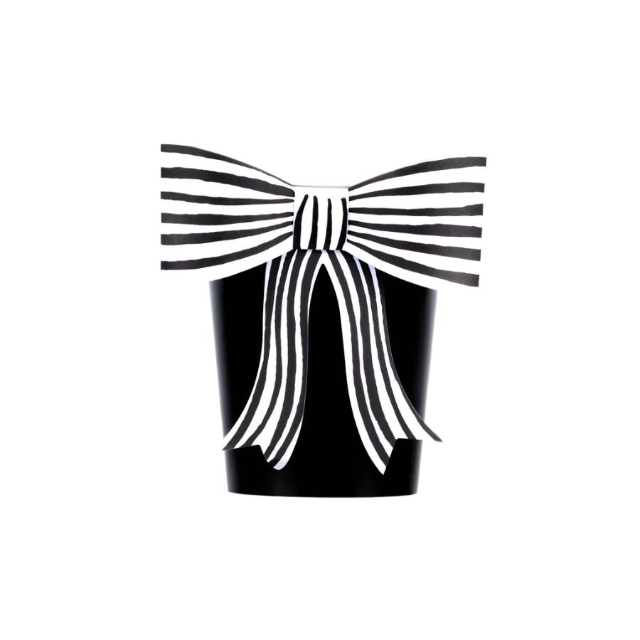 Black & White Stripy Bow Cups by Meri Meri at Confetti Gift and Party Tuscaloosa Alabama