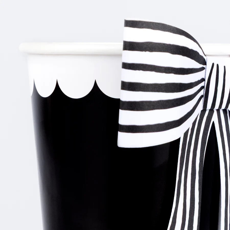 Black & White Stripy Bow Cups by Meri Meri at Confetti Gift and Party Tuscaloosa Alabama