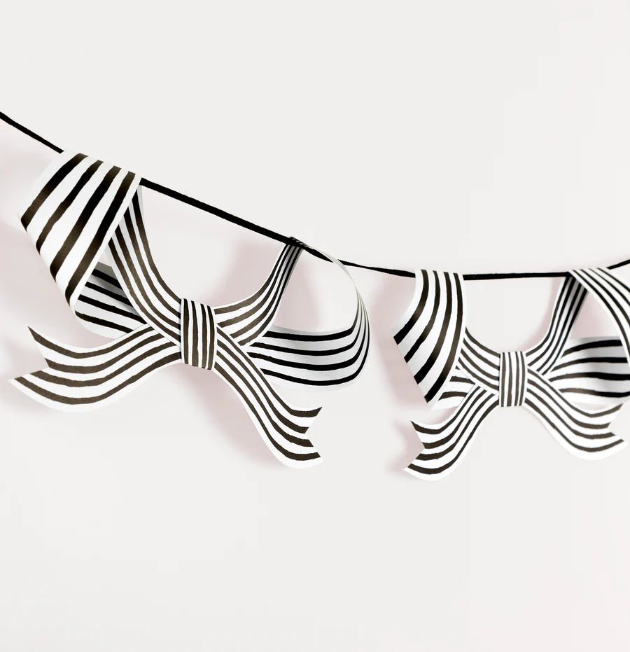 Black & White Stripy Bow Garland by Meri Meri at Confetti Gift and Party Tuscaloosa Alabama