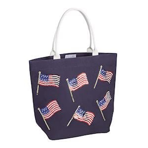 Blue Americana Sparkle Tote by Mud Pie at Confetti Gift and Party Tuscaloosa Alabama
