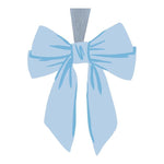 Light blue bow ornament with silver hanger by Mary Square, perfect for Christmas tree decoration or gift accent.