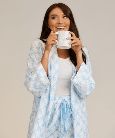 Blue Bow Pajama Pants by Mud Pie at Confetti Gift and Party Tuscaloosa Alabama