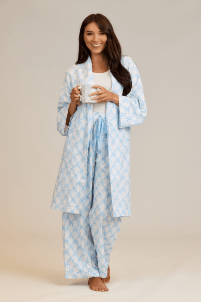 Blue Bow Pajama Pants by Mud Pie at Confetti Gift and Party Tuscaloosa Alabama