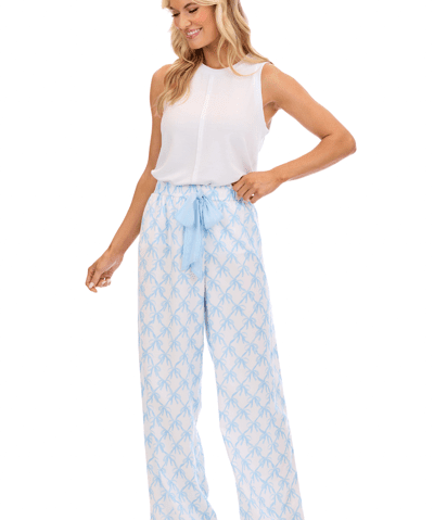 Blue Bow Pajama Pants by Mud Pie at Confetti Gift and Party Tuscaloosa Alabama