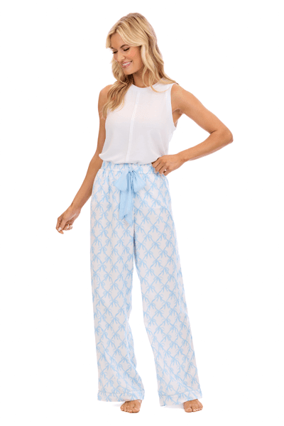 Blue Bow Pajama Pants by Mud Pie at Confetti Gift and Party Tuscaloosa Alabama