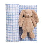 Blue Check Swaddle & Rattle Set by Mud Pie at Confetti Gift and Party Tuscaloosa Alabama