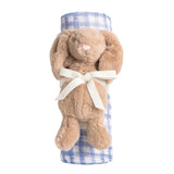 Blue Check Swaddle & Rattle Set by Mud Pie at Confetti Gift and Party Tuscaloosa Alabama