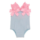 Blue Crinkle Check Swimsuit by Mud Pie at Confetti Gift and Party Tuscaloosa Alabama