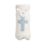 Blue Cross Chenille Blanket by Mud Pie at Confetti Gift and Party Tuscaloosa Alabama