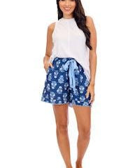 Blue Floral Pajama Shorts by Mud Pie at Confetti Gift and Party Tuscaloosa Alabama