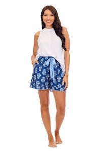 Blue Floral Pajama Shorts by Mud Pie at Confetti Gift and Party Tuscaloosa Alabama
